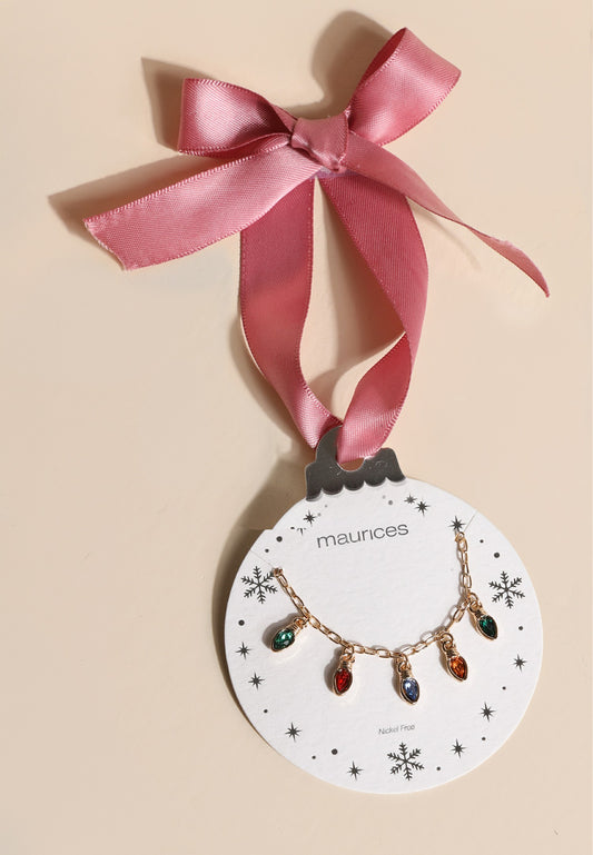 Maurices Gold Holiday Light Bulb Necklace