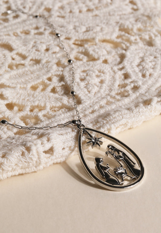 Maurices Silver Nativity Pendant Necklace