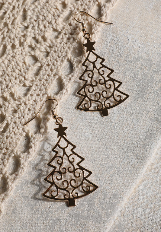 Maurices Gold Christmas Tree Filigree Drop Earrings