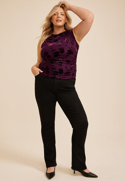 Maurices Plus Size Studio Y Floral Flocked Mesh Tank Top