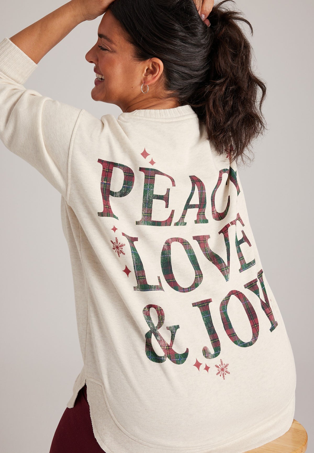 Maurices Plus Size Willowsoft Peace Love Joy Sweatshirt Tunic