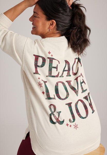 Maurices Plus Size Willowsoft Peace Love Joy Sweatshirt Tunic