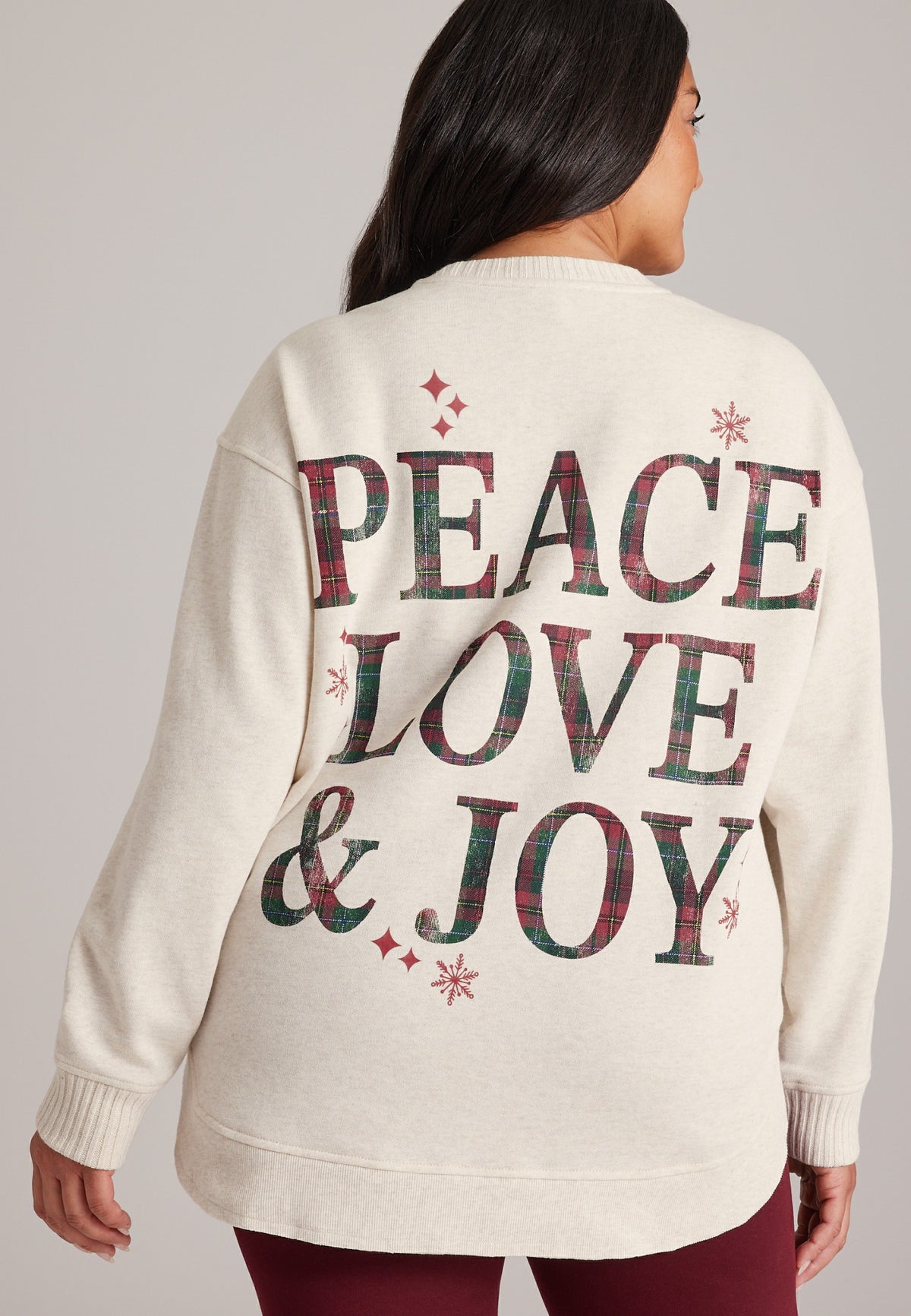 Maurices Plus Size Willowsoft Peace Love Joy Sweatshirt Tunic