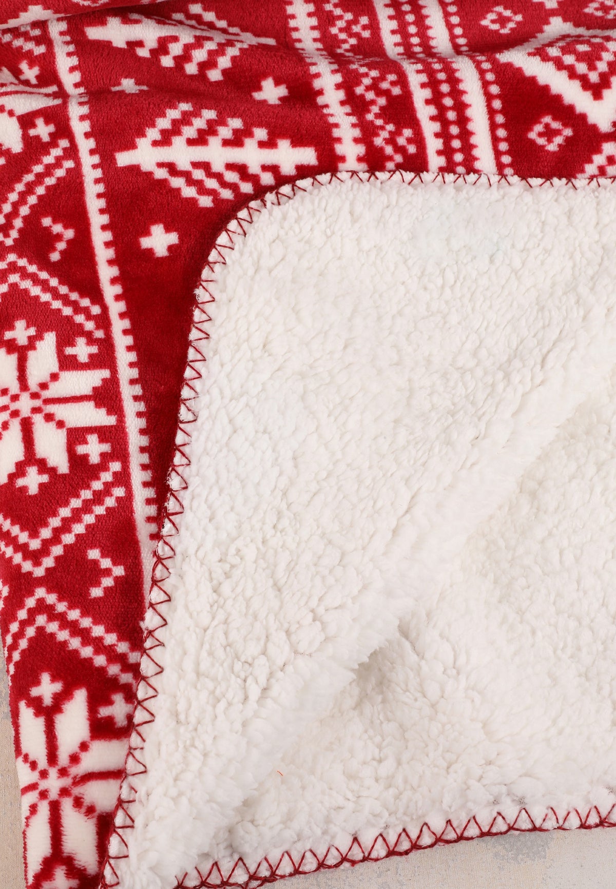 Maurices Holiday Red Fair Isle Sherpa Blanket