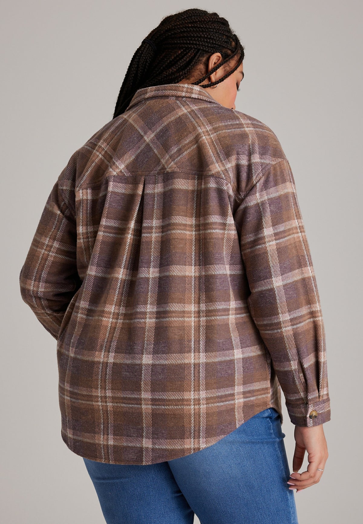 Maurices Plus Size Knit Jacquard Plaid Button Front Shirt