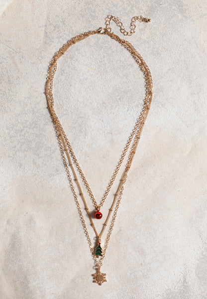 Maurices Gold Holiday Charm Layered Necklace
