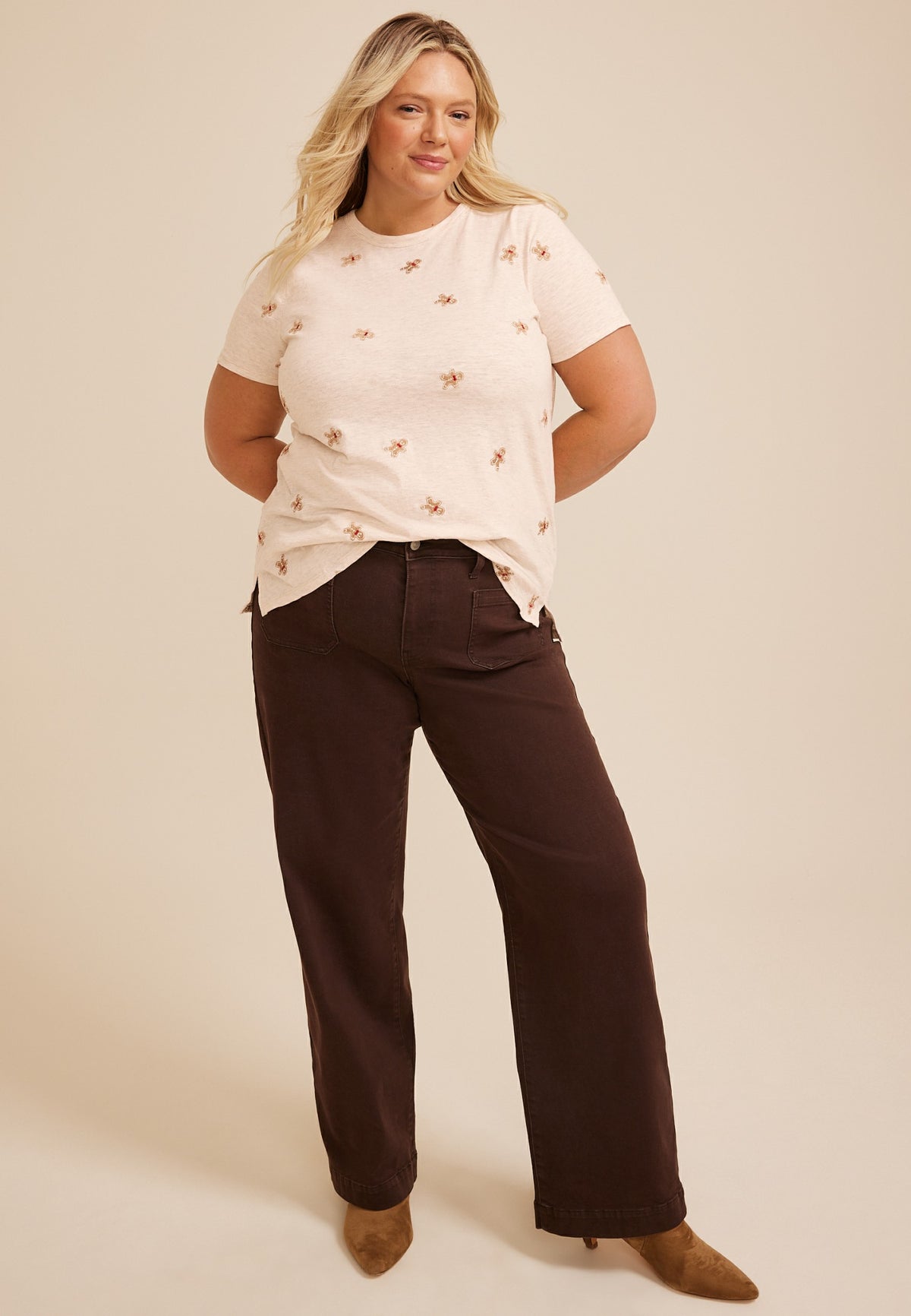 Maurices Plus Size 24/7 Dawson Gingerbread Man Crew Neck Tee