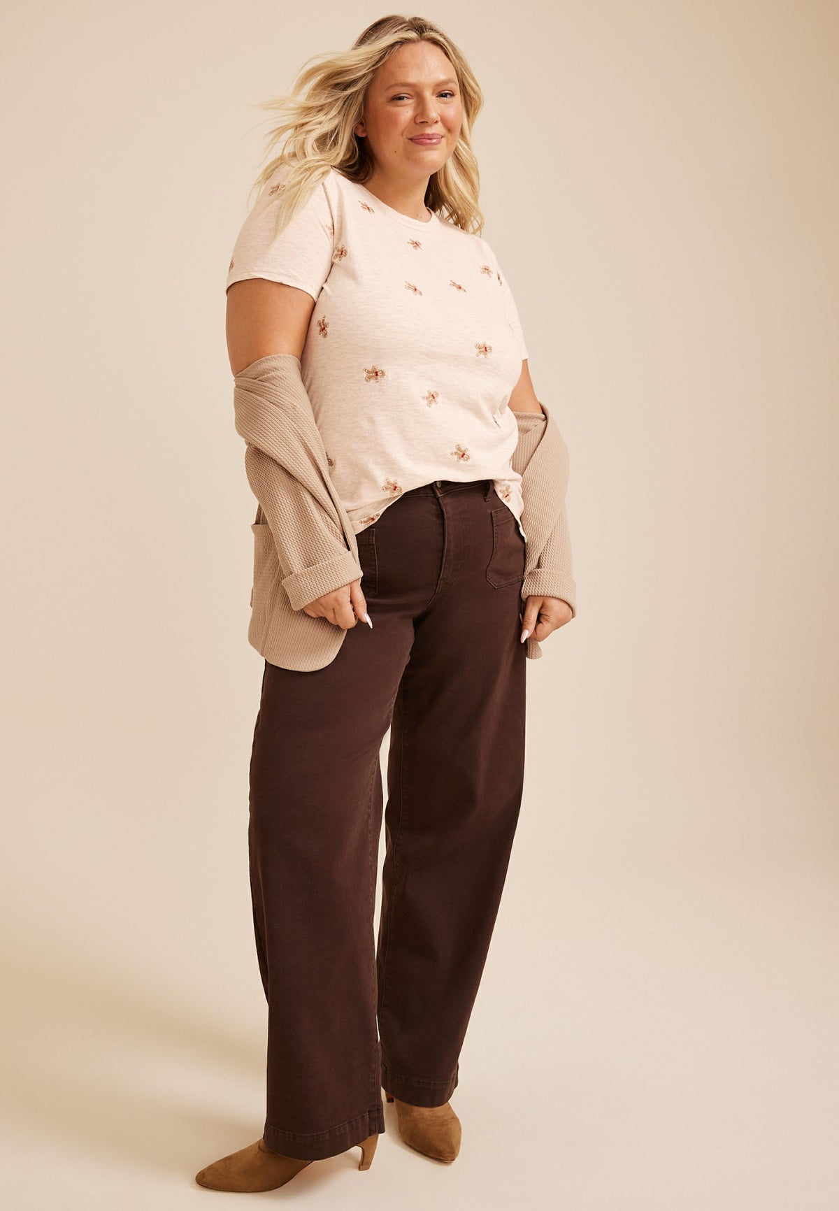 Maurices Plus Size 24/7 Dawson Gingerbread Man Crew Neck Tee