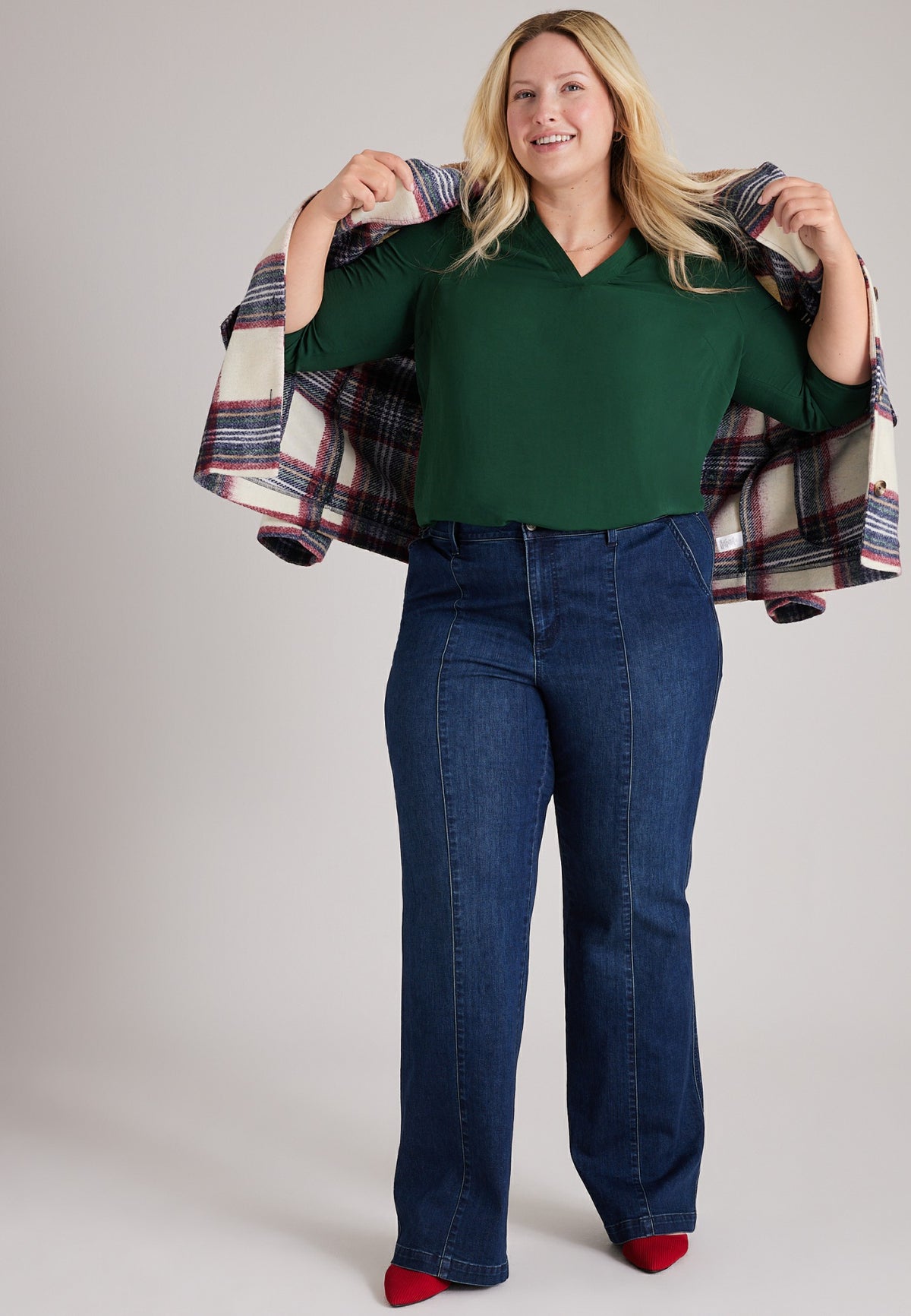 Maurices Plus Size Atwood 3/4 Sleeve Notch Neck Blouse