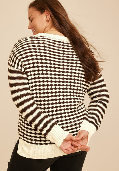 Maurices Plus Size Multi Dot Stripe Sweater
