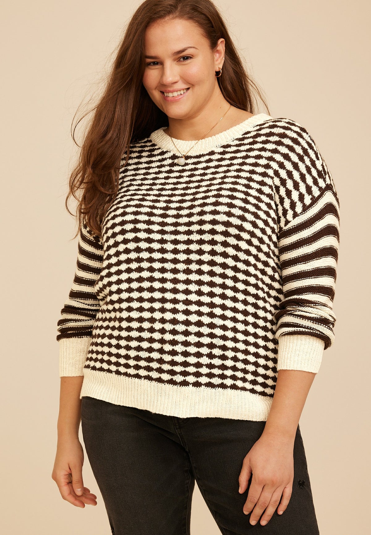 Maurices Plus Size Multi Dot Stripe Sweater