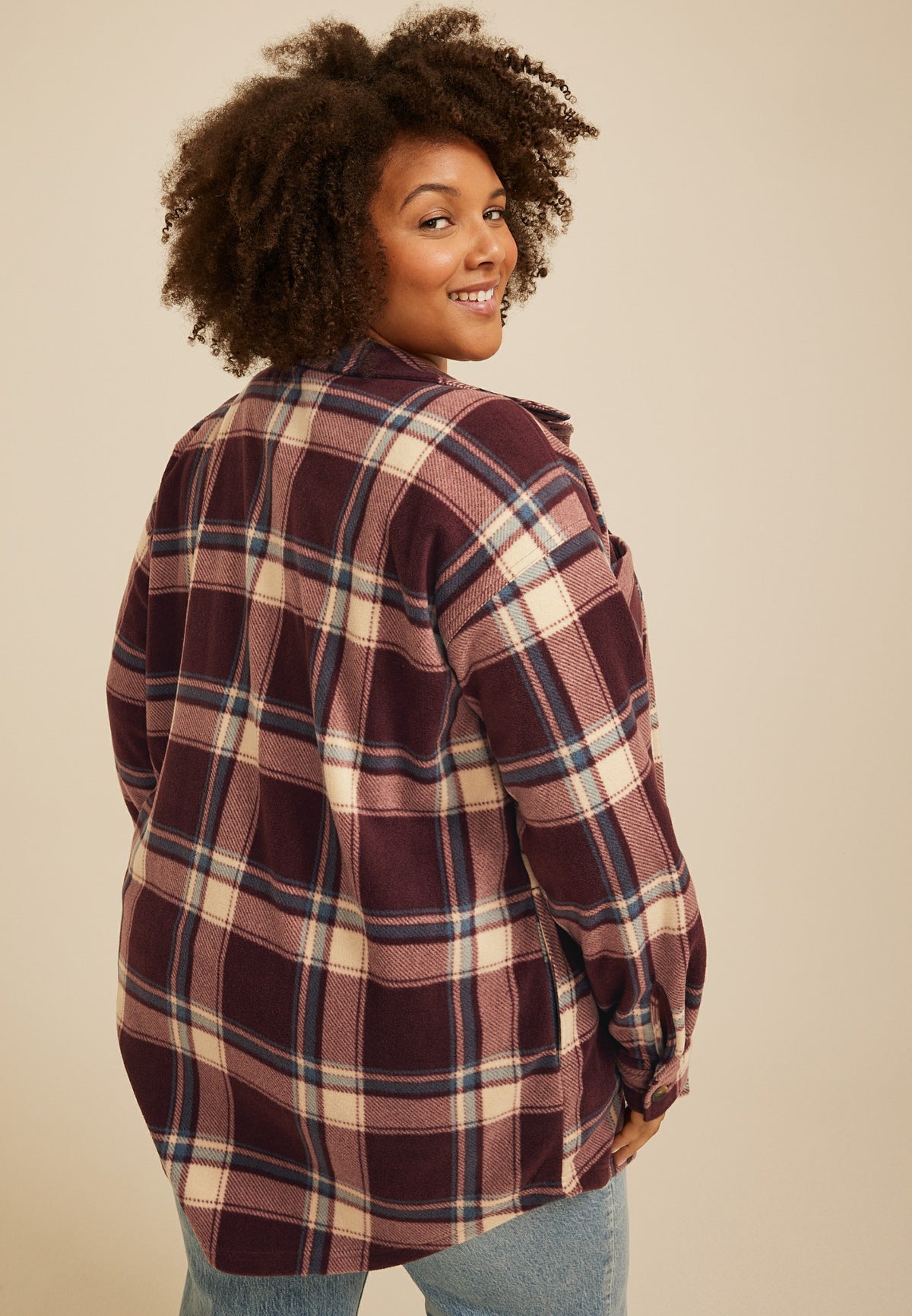 Maurices Plus Size Wilder Plaid Fleece Shacket