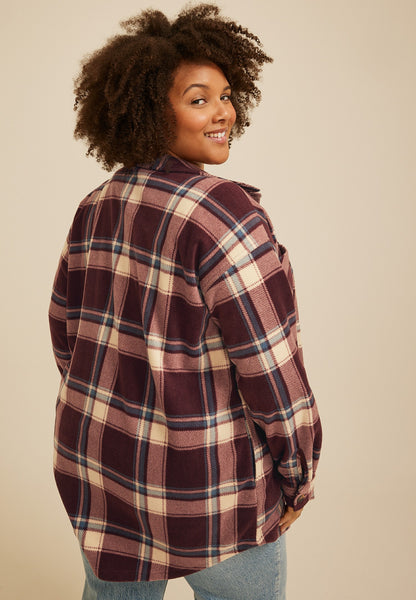 Maurices Plus Size Wilder Plaid Fleece Shacket