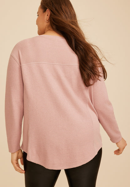 Maurices Plus Size Haven Waffle Crew Neck Top