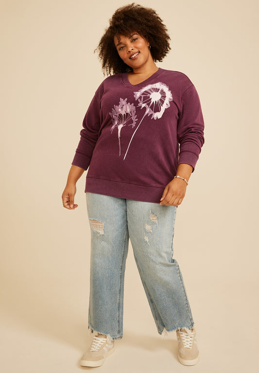 Maurices Plus Size Dandelion V Neck Sweatshirt