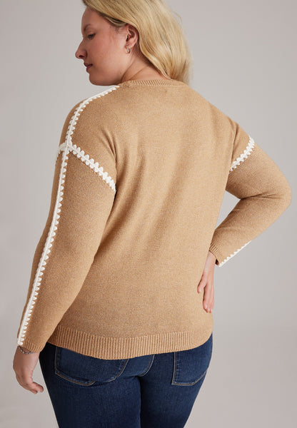 Maurices Plus Size Contrast Stitch Sleeve Sweater