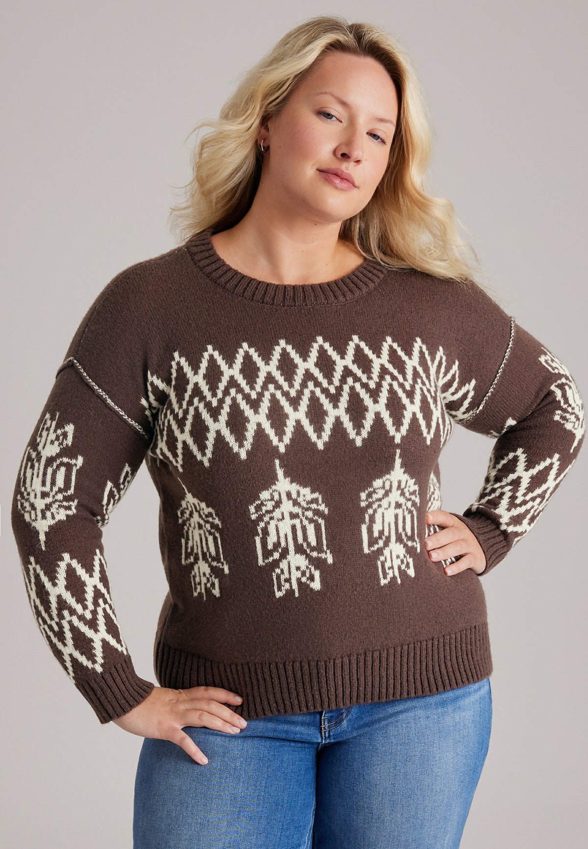 Maurices Plus Size Nordic Fair Isle Crew Neck Sweater