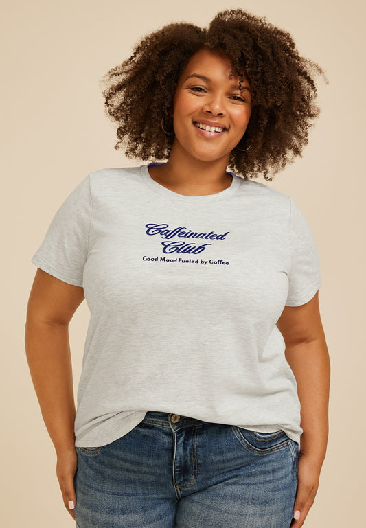 Maurices Plus Size Caffeinated Club Classic Fit Graphic Tee