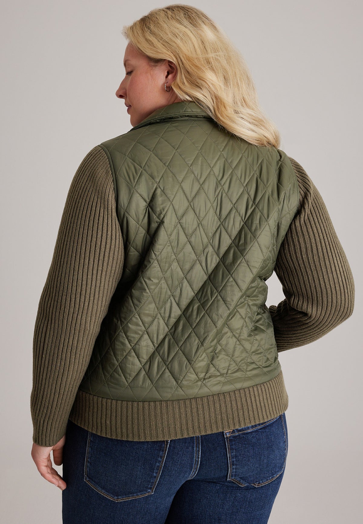 Maurices Plus Size Sweater Sleeve Quilted Jacket