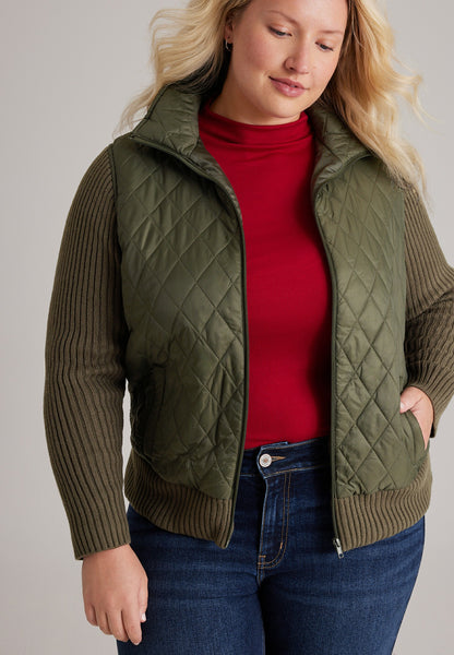 Maurices Plus Size Sweater Sleeve Quilted Jacket