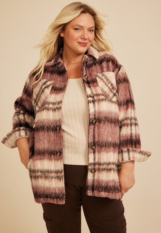 Maurices Plus Size Brushed Plaid Oversized Shacket