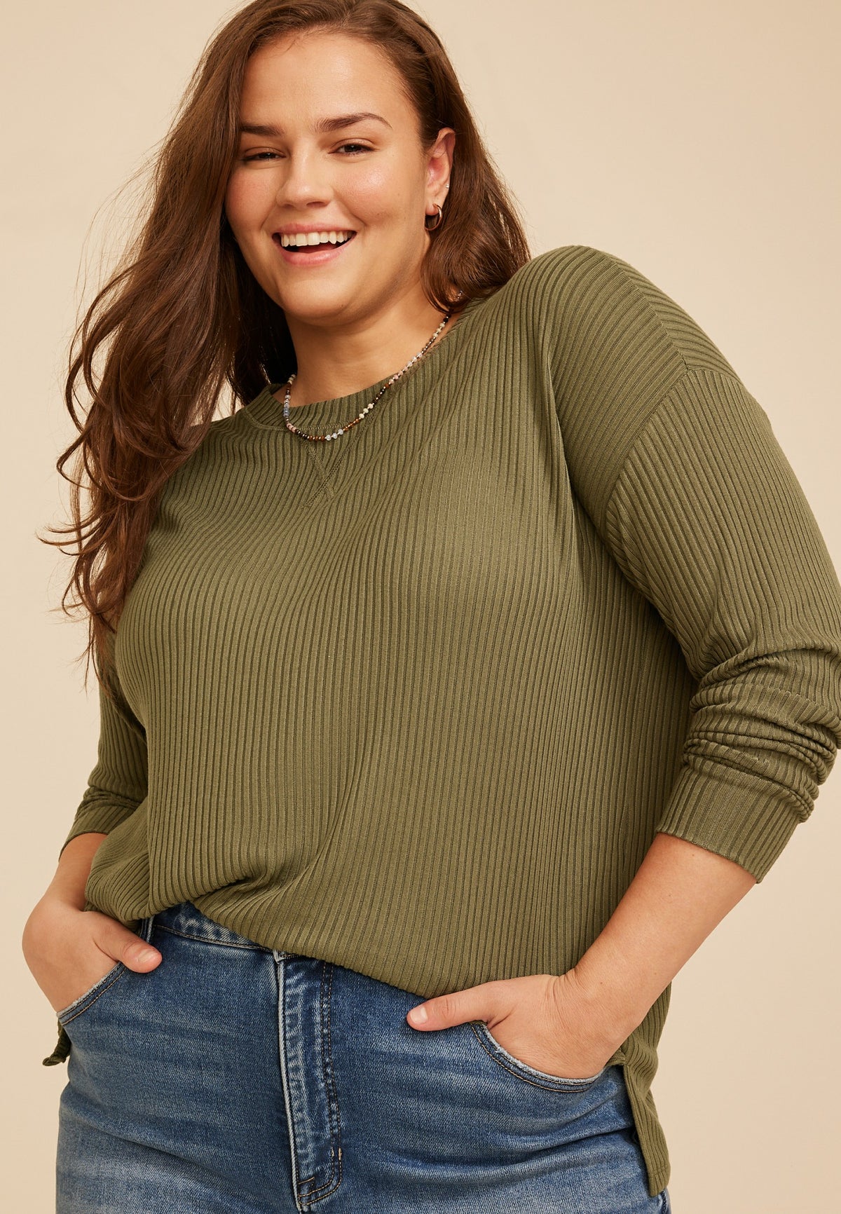 Maurices Plus Size 24/7 Cozy Rib Long Sleeve Top