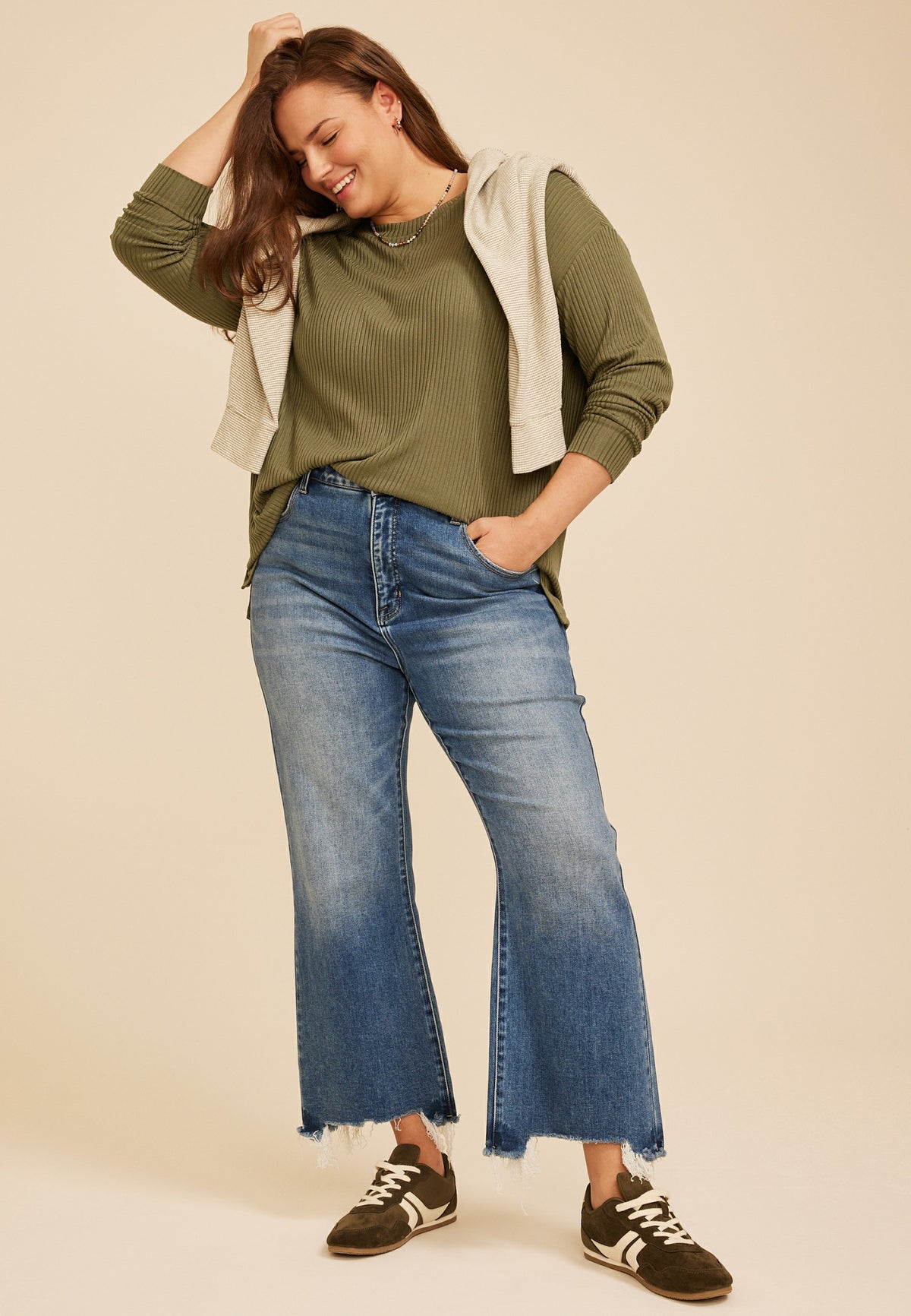 Maurices Plus Size 24/7 Cozy Rib Long Sleeve Top