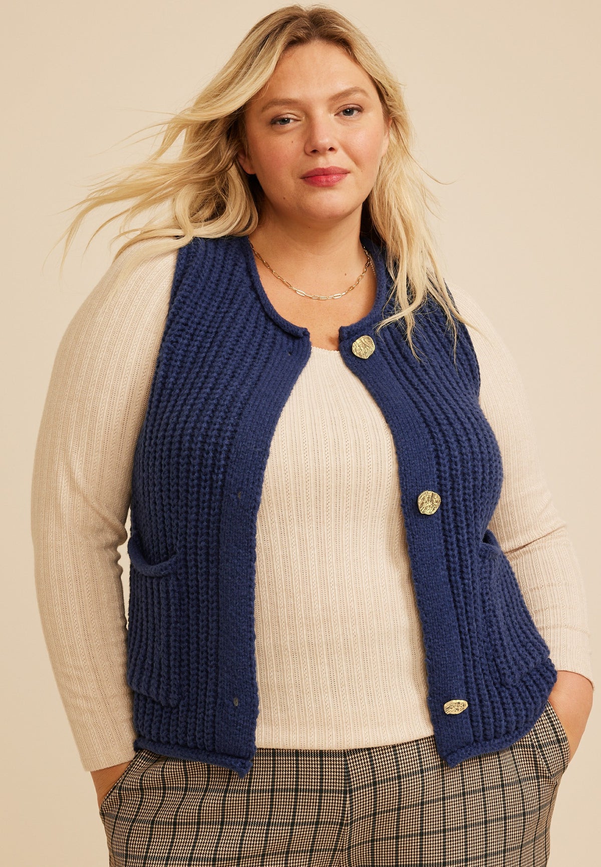 Maurices Plus Size Button Front Sweater Vest