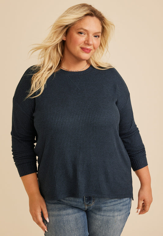 Maurices Plus Size 24/7 Cozy Rib Long Sleeve Top
