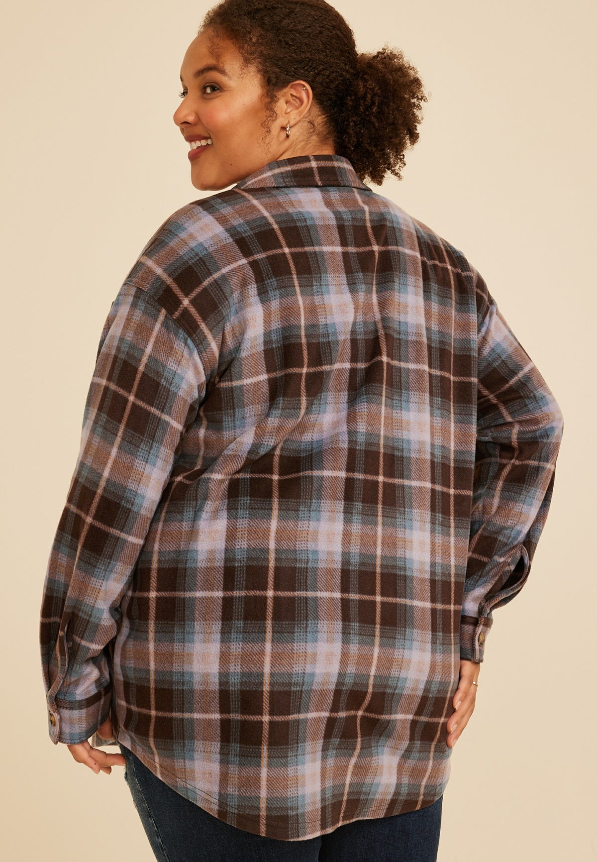 Maurices Plus Size Wilder Plaid Fleece Shacket