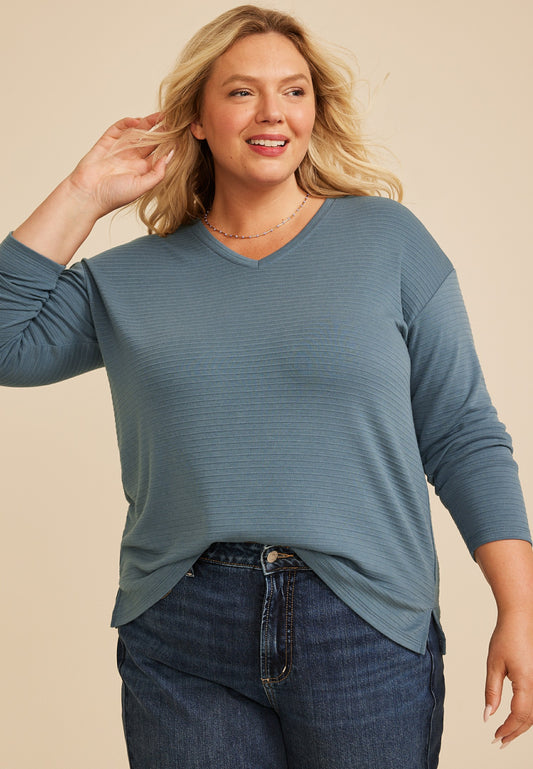 Maurices Plus Size 24/7 Ottoman Rib Long Sleeve Top
