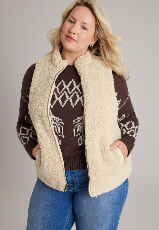 Maurices Plus Size Reversible Quilted Sherpa Vest