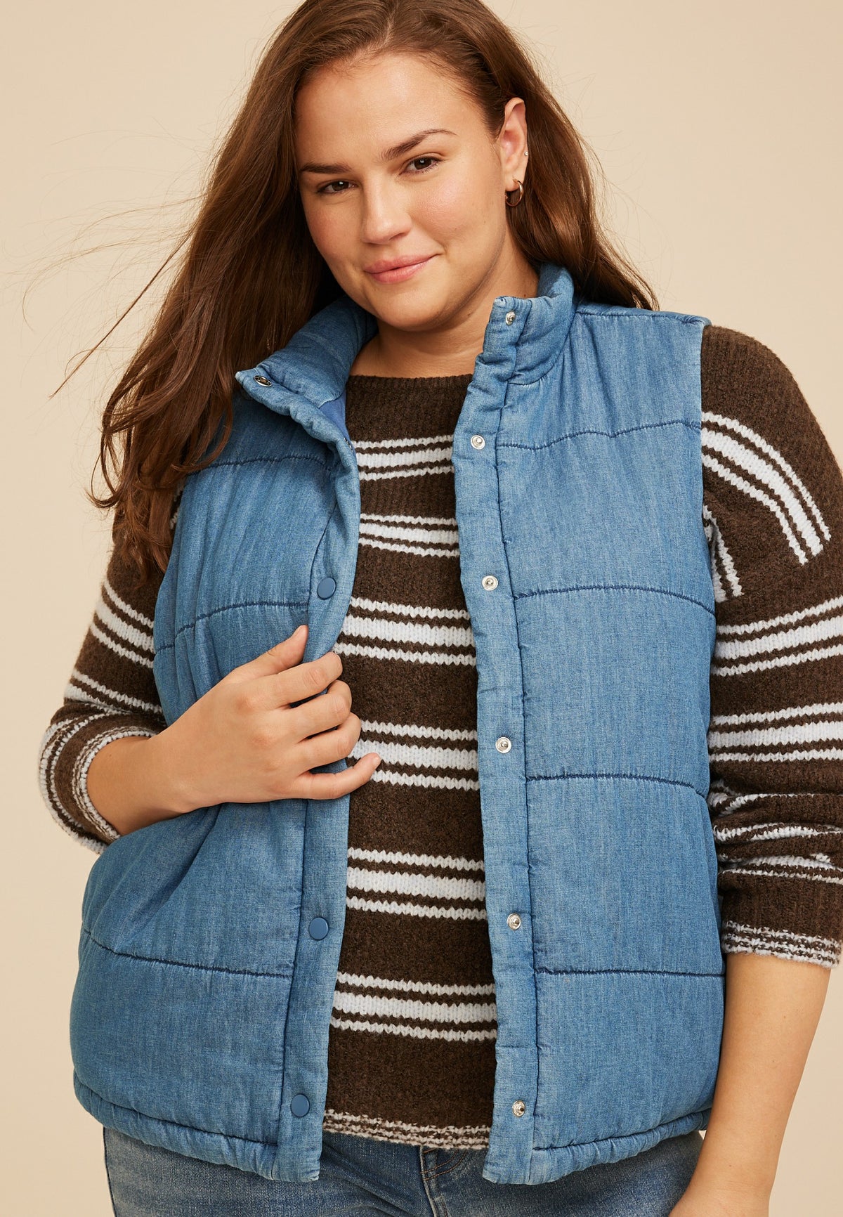 Maurices Plus Size Chambray Puffer Vest