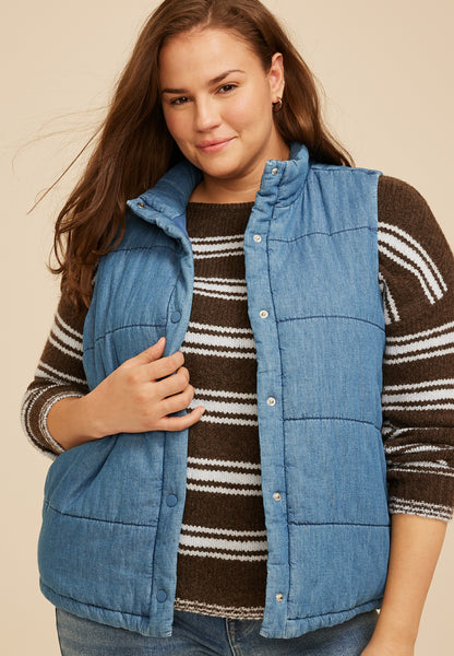 Maurices Plus Size Chambray Puffer Vest