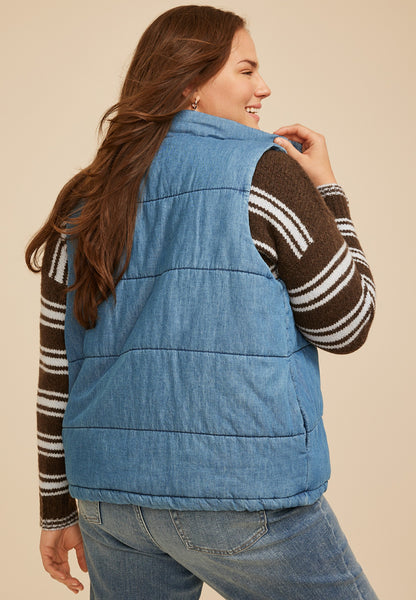 Maurices Plus Size Chambray Puffer Vest