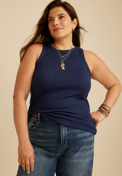 Maurices Plus Size 24/7 Cozy Variegated Ribbed Highline Tank Top