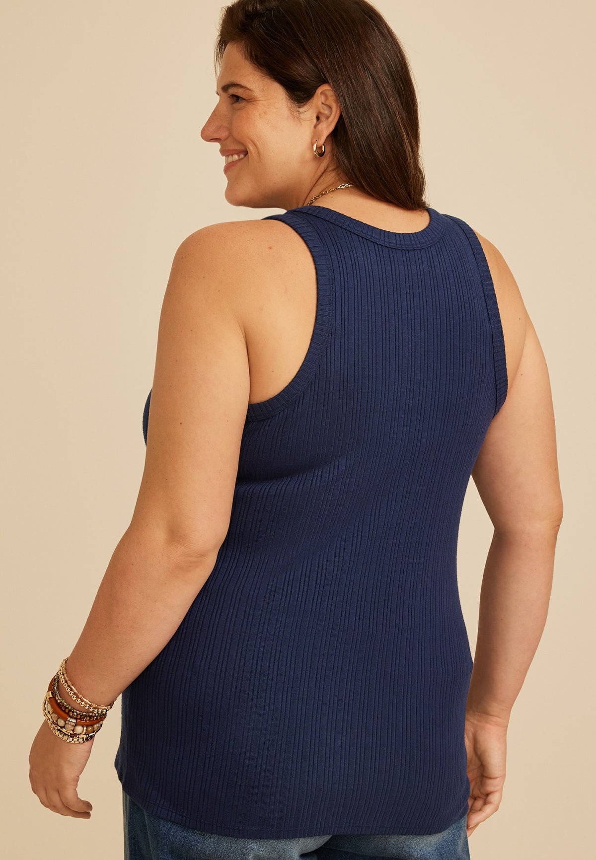 Maurices Plus Size 24/7 Cozy Variegated Ribbed Highline Tank Top
