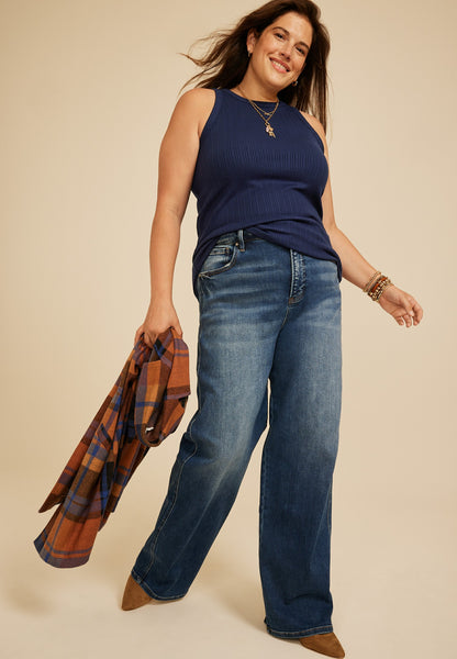 Maurices Plus Size 24/7 Cozy Variegated Ribbed Highline Tank Top