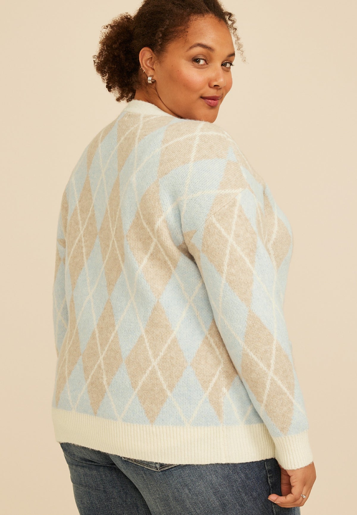 Maurices Plus Size Argyle Button Front Cardigan