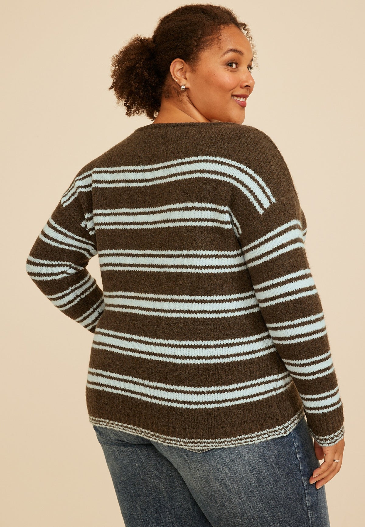 Maurices Plus Size Variegated Stripe Boat Neck Sweater