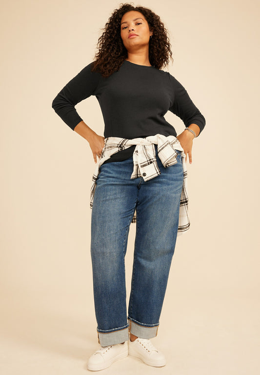 Maurices Plus Size 24/7 Ada Ribbed Long Sleeve Tee
