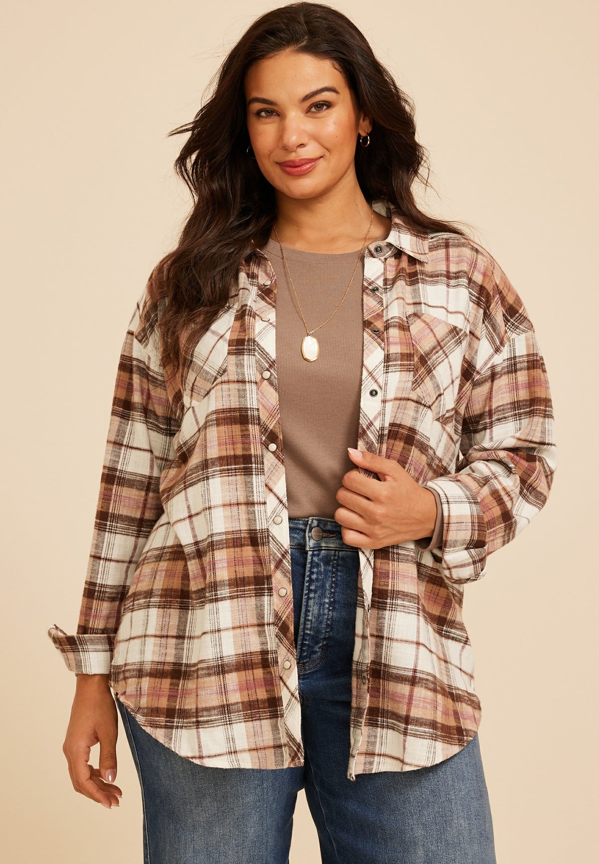 Maurices Plus Size Cabin Plaid Button Down Shirt