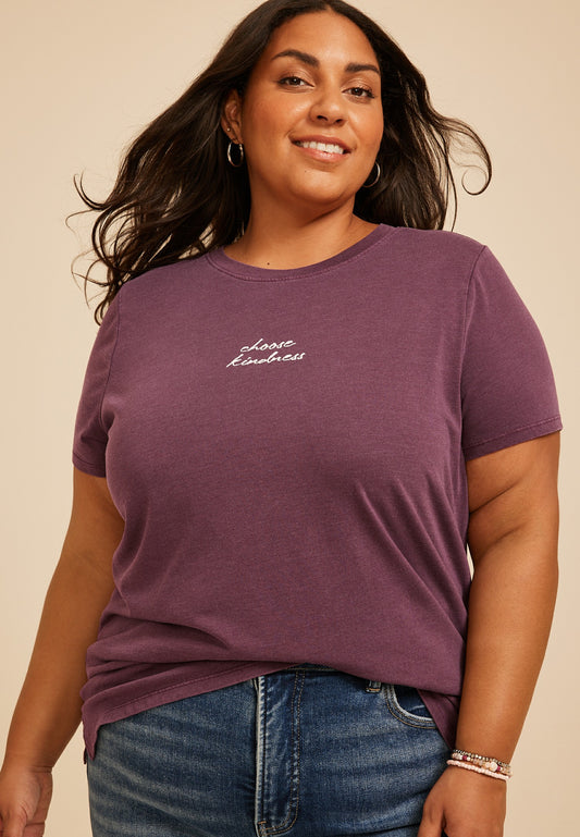 Maurices Plus Size Choose Kindness Embroidered Classic Fit Graphic Tee