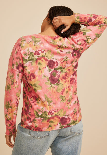 Maurices Plus Size Floral Crew Neck Sweater