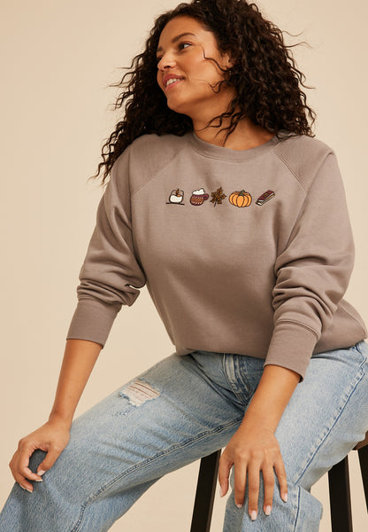 Maurices Plus Size Fall Icon Embroidered Graphic Sweatshirt