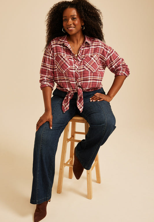 Maurices Plus Size Cabin Plaid Button Down Shirt