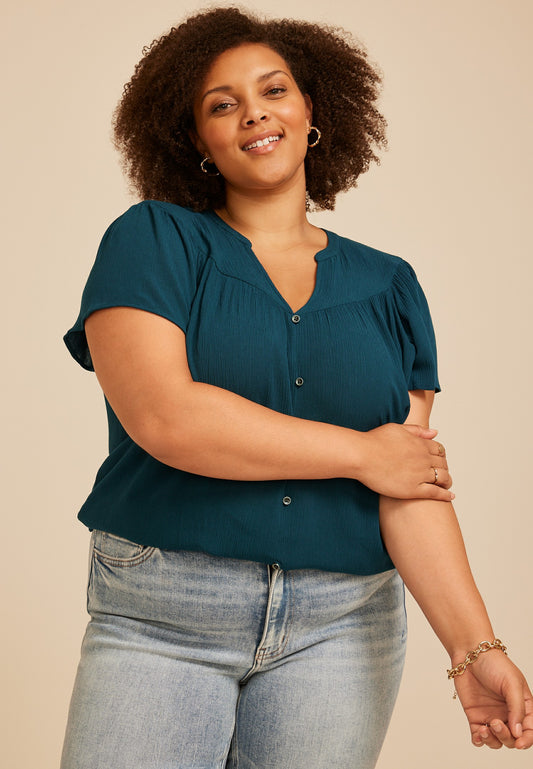 Maurices Plus Size Flutter Sleeve Blouse
