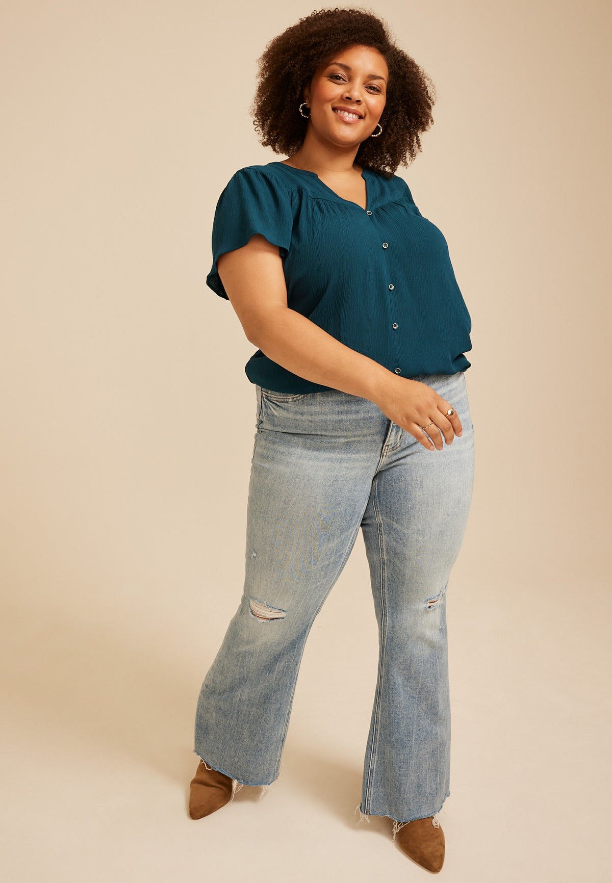 Maurices Plus Size Flutter Sleeve Blouse