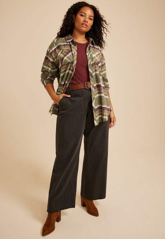 Maurices Plus Size Cabin Plaid Button Down Shirt