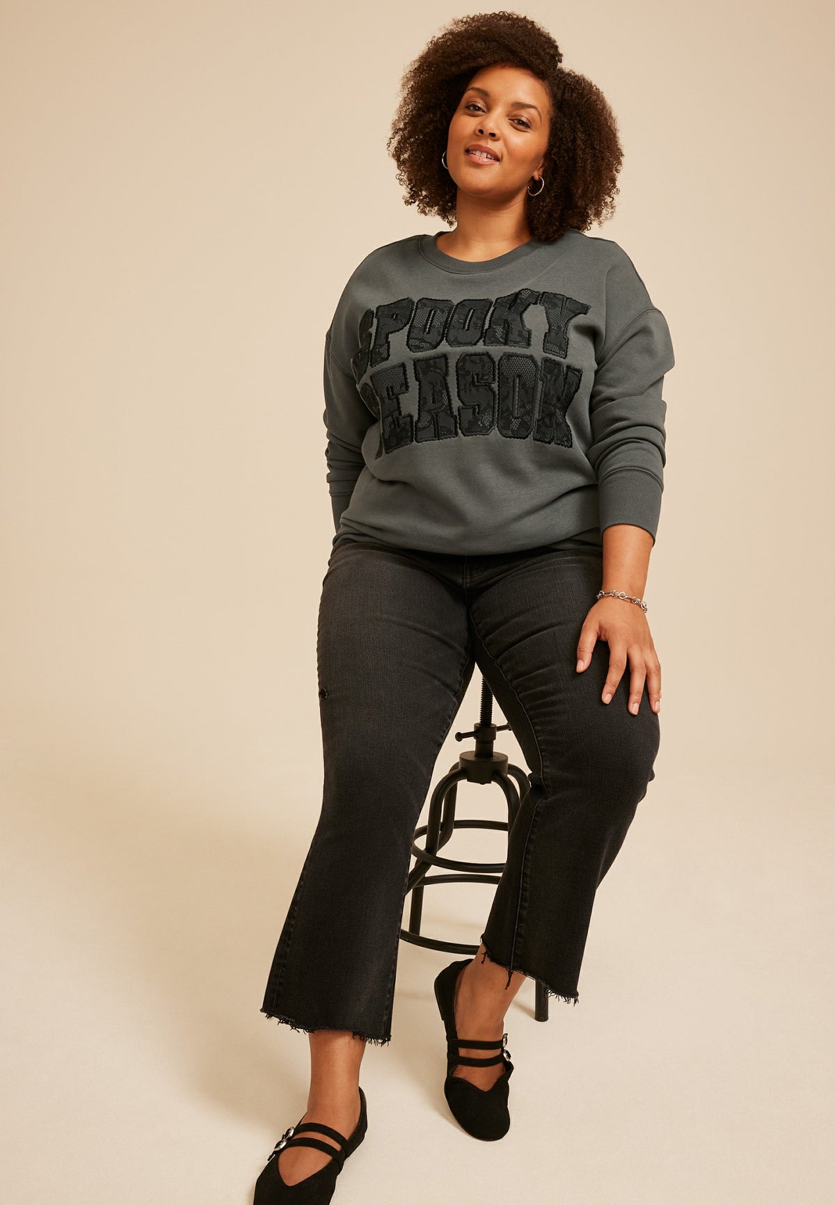 Maurices Plus Size Spooky Season Lace Sweatshirt